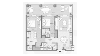 Планировка квартиры 1 спальня в ЖК JW MARRIOTT RESIDENCES № 11012